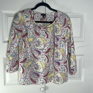 Talbots Petites Paisley Peasant top Medium
